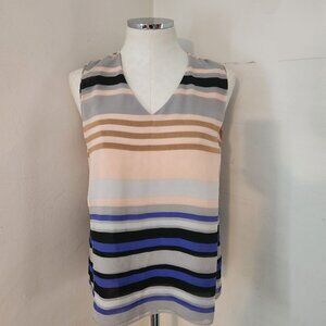 Cabi Pink Blue Striped‎ Sheer Blouse Women's Size Medium